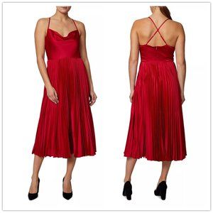 Laundry By Shelli Segal Cowlneck Pleated Midi Dress In Red